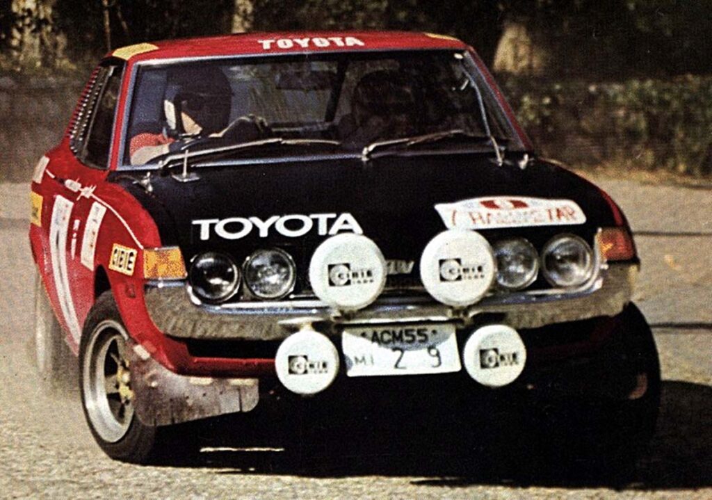 Ove Andersson and Jean Todt with the Celica at the Rally of Portugal in 1973